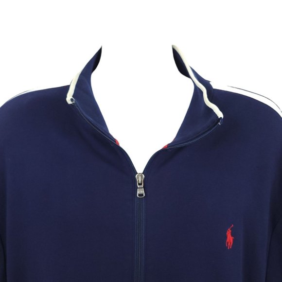 Polo Ralph Lauren Performance Full Zip Jacket Mens Size XL Stripe Track Blue - Picture 14 of 16